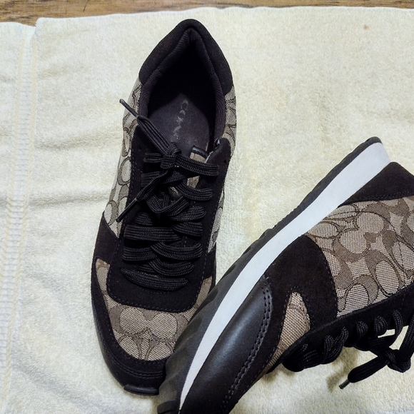 COACH SIGNATURE SNEAKERS BROWN SIZE 10 - Picture 8 of 16